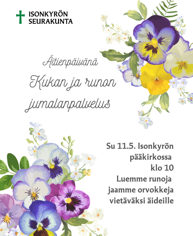 Äitienpäivän jumalanpalvelus kukan ja runon jumalanpalvelus